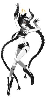 1girl absurdres black_hair expressionless highres horns midriff navel p_(pm_611a) tagme