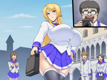 blush breasts huge_breasts irina_(kawanuma_uotsuri) kawanuma_uotsuri long_hair school_uniform ugly_bastard