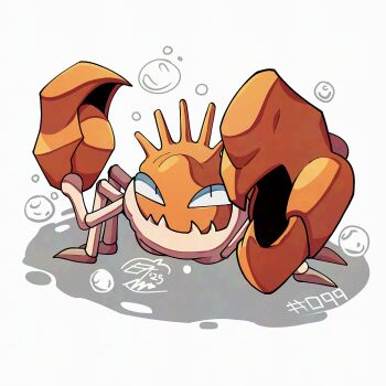 bubble crab full_body gen_1_pokemon kingler looking_at_viewer mistray-art nintendo no_humans pokemon pokemon_(creature) signature simple_background solo white_background