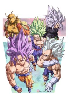5boys absurdres alternate_form alternate_hair_color alternate_hairstyle antennae aura bald battle_damage beatlo_(rodrigo38658978) black_bodysuit bodysuit boots broly_(dragon_ball_super) colored_skin commentary_request cover cover_page dougi dragon_ball dragon_ball_super electricity gloves gohan_beast green_eyes green_hair grey_eyes grey_hair group_picture highres legendary_super_saiyan long_hair male_focus manga_cover medium_hair multiple_boys muscular muscular_male no_eyebrows official_art orange_pants orange_piccolo orange_skin pants piccolo pointy_ears purple_eyes purple_hair purple_pants purple_shirt red_eyes red_sash sash second-party_source shirt son_gohan son_goku spiked_hair super_saiyan topless_male ultra_ego_(dragon_ball) ultra_instinct vegeta veins white_boots white_gloves