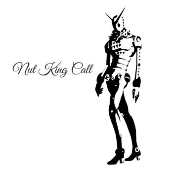 1boy arms_at_sides boots character_name commentary_request cursive full_body greyscale gyro_(gyro-zeppeli) high_heel_boots high_heels highres jojo_no_kimyou_na_bouken jojolion monochrome no_humans nut_king_call partial_commentary screw simple_background solo stand_(jojo) standing v-fin white_background