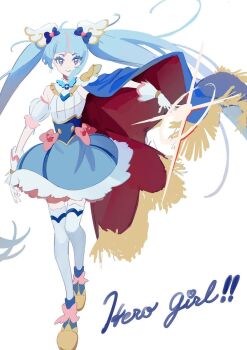 Rule 34 | 1girl, ankle boots, blue boots, blue cape, blue dress, blue eyes, blue hair, boots, bow, brooch, cape, closed mouth, cure sky, cursive, cut bangs, detached sleeves, diffraction spikes, dress, dress bow, earrings, english text, fingerless gloves, frilled dress, frills, fringe trim, gloves, hair ornament, highres, hirogaru sky! precure, jewelry, long hair, looking at viewer, magical girl, multicolored hair, pink bow, pink hair, precure, puffy detached sleeves, puffy sleeves, red cape, short dress, simple background, single sidelock, sleeveless, sleeveless dress, smile, solo, sora harewataru, standing, streaked hair, thighhighs, twintails, two-sided cape, two-sided fabric, two-tone dress, two-tone hair, very long hair, white background, white dress, white gloves, white thighhighs, wing brooch, wing hair ornament, yamaguchi haruka (tenpiboshi)