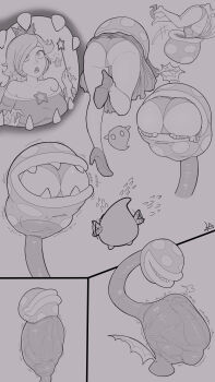 1girl ass breasts cramped greyscale imminent_death inside_creature jewelry lampton large_breasts long_hair luma_(mario) mario_(series) monochrome monster nintendo panties peril piranha_plant plant plant_vore princess rosalina stomach_bulge super_mario_bros._1 super_mario_galaxy swallowing thick_thighs thighs underwear vore