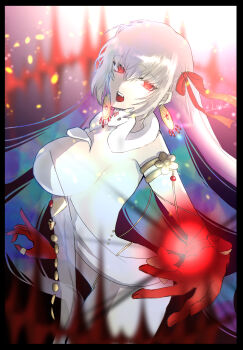 Rule 34 | 1girl, armlet, breasts, commentary request, durga (fate), durga (first ascension) (fate), earrings, fate/grand order, fate (series), hair ribbon, highres, jewelry, large breasts, long hair, lunarose, red eyes, revealing clothes, ribbon, snake, solo, very long hair