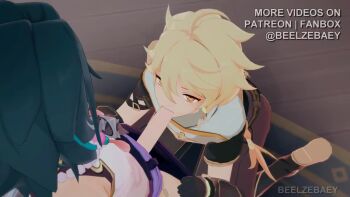 Rule 34 | 2boys, 3d, aether (genshin impact), anal, animated, artist name, beelzebaey, blonde hair, blue sky, cloud, completely nude, cum, cum in ass, ejaculating while penetrated, ejaculation, erection, fellatio, genshin impact, green hair, male focus, moaning, multiple boys, navel, nipples, nude, oral, penis, reverse upright straddle, sex, sex from behind, sky, sound, tagme, testicles, trap, trap on trap, tree, twitter username, video, xiao (genshin impact), yaoi, yellow eyes