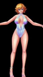 1girl 3d action_taimanin animated bare_legs bare_shoulders barefoot blonde_hair blue_eyes bouncing_breasts breasts cleavage_cutout clothing_cutout curvy full_body highleg highleg_one-piece_swimsuit igawa_sakura large_breasts lilith-soft lips looking_at_viewer official_alternate_costume one-piece_swimsuit screencap shiny_clothes shiny_skin simple_background solo sound standing swimsuit tagme taimanin_(series) taimanin_asagi talking third-party_edit video white_one-piece_swimsuit