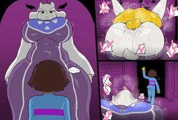 1boy 1girl ass enigi09 frisk_(undertale) highres mating_press penis sex toriel undertale utdr_(toby_fox)