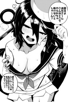 1girl breasts himajin_noizu medium_breasts monochrome murasa_minamitsu simple_background solo white_background