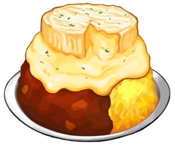 artist_request cheese cheese_wheel curry curry_rice food food_focus game_cg garnish nintendo no_humans official_art plate pokemon pokemon_swsh rice third-party_source transparent_background