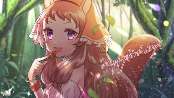 Rule 34 | 1girl, animal ears, blush, brown hair, highres, long hair, looking at viewer, princess connect!, purple eyes, rin (princess connect!), rokico, squirrel ears, squirrel girl