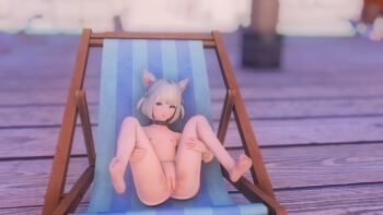 3d animal_ears cat_ears cat_girl cat_tail female_focus final_fantasy final_fantasy_xiv full_body highres khloe_aliapoh loli miqo'te nude tagme tail
