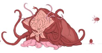 allenes eldritch_abomination flesh monster mouth_with_tentacles original sketch tentacles white_background