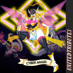 Rule 34 | angewomon, breasts, digimon, fusion, mask, roll.exe (mega man), wings