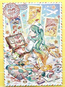 >_o 2boys 39 4girls absurdres agonasubi aircraft airplane aqua_eyes aqua_hair aqua_nails bag beret blonde_hair blue_eyes blue_hair blush brown_eyes brown_hair camera candy cd_case cellphone cherry_blossoms closed_mouth compass computer cropped_jacket dress flag food fruit gradient_hair hair_between_eyes hair_ornament hat hatsune_miku headphones highres holding holding_ticket jacket kagamine_len kagamine_rin kaito_(vocaloid) laptop letter long_hair long_sleeves looking_at_another looking_at_viewer looking_back magical_mirai_(vocaloid) magical_mirai_kaito magical_mirai_kaito_(2024) magical_mirai_len magical_mirai_len_(2024) magical_mirai_luka magical_mirai_luka_(2024) magical_mirai_meiko magical_mirai_meiko_(2024) magical_mirai_miku magical_mirai_miku_(2024) magical_mirai_rin magical_mirai_rin_(2024) megurine_luka meiko_(vocaloid) microphone multicolored_hair multiple_boys multiple_girls musical_note official_alternate_costume official_alternate_hairstyle one_eye_closed open_mouth panda phone pink_hair pink_nails plate pocket rolling_suitcase shoes shoulder_bag sitting smartphone smile strawberry suitcase ticket vocaloid wariza white_dress white_hat white_jacket