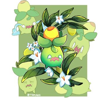 artist_name closed_eyes crying crying_with_eyes_open flower highres leaf multiple_views nintendo no_humans open_mouth pokemon pokemon_(creature) smoliv taplaos tears white_flower