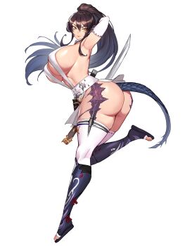 Rule 34 | 1girl, absurdres, arm up, armpits, ass, au ra, black hair, black scales, boots, breasts, closed mouth, commentary, dragon girl, dragon horns, dragon tail, elbow gloves, english commentary, final fantasy, final fantasy xiv, full body, gloves, gurimjang, highres, holding, holding sword, holding weapon, horns, huge breasts, knee boots, leg up, long hair, long legs, looking at viewer, navel, ponytail, reverse grip, sapphira nyx, scales, shiny skin, sidelocks, simple background, smile, solo, sword, tail, thick thighs, thighhighs, thighs, warrior of light (ff14), weapon, white background, white gloves, white thighhighs, yellow eyes
