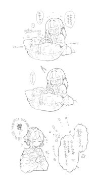 Rule 34 | ..., 1other, 2girls, :d, ^ ^, aged down, anna (ikeuchi tanuma), baby, basket, blush, bow, character request, closed eyes, collared dress, cropped torso, dress, flying sweatdrops, greyscale, hair bow, hair intakes, highres, ikeuchi tanuma, interlocked fingers, jacket, long sleeves, monochrome, multiple girls, nose blush, off shoulder, open clothes, open jacket, open mouth, original, own hands clasped, own hands together, parted lips, pointing, pointing at self, puffy long sleeves, puffy sleeves, simple background, smile, spoken ellipsis, translation request, twintails, white background