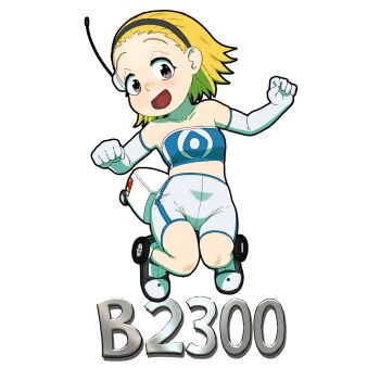 Rule 34 | 1girl, alpha transparency, bandana, bike shorts, black eyes, black hairband, blonde hair, blue bandana, breasts, commentary, death by lolis, elbow gloves, english commentary, full body, gloves, hairband, highres, mazda b series, open mouth, original, personification, radio antenna, shorts, small breasts, smile, solo, transparent background, wheel, white gloves, white shorts