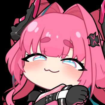 1girl :3 acomu414 animated animated_gif arknights arknights:_endfield black_gloves black_horns blue_eyes blue_hair blush chibi closed_mouth commentary_request dragon_girl dragon_horns drill_hair gloves hair_intakes hair_ornament heart heart-shaped_pupils horns jacket korean_commentary multicolored_hair multicolored_horns own_hands_together pink_gloves pink_hair pink_horns pink_jacket simple_background solo streaked_hair symbol-shaped_pupils thick_eyebrows transparent_background twin_drills twintails two-sided_gloves two-tone_hair two-tone_horns upper_body yvonne_(arknights)