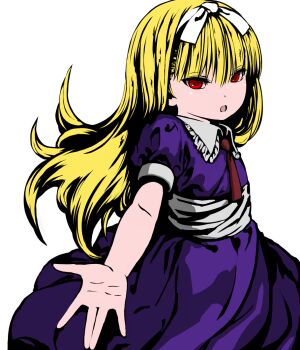 Rule 34 | 10s, ald, alice (megami tensei), atlus, blonde hair, devil summoner (series), devil survivor (series), devil survivor 2, dress, hair ribbon, hairband, long hair, megami tensei, persona, red eyes, ribbon, shin megami tensei, solo, white background