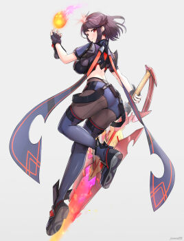 1girl absurdres aegis_sword_(xenoblade) ass breasts brown_pantyhose fingerless_gloves from_behind full_body gloves gonzarez highres holding holding_sword holding_weapon jewelry large_breasts looking_at_viewer nintendo official_alternate_color pantyhose pantyhose_under_shorts purple_hair pyra_(xenoblade) red_eyes short_shorts shorts simple_background smile solo super_smash_bros. swept_bangs sword thighhighs thighhighs_over_pantyhose tiara weapon white_background xenoblade_chronicles_(series) xenoblade_chronicles_2