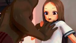 1boy 2girls 3d aftersex animated arms_behind_back ass barefoot bent_over between_breasts blue_sailor_collar blue_skirt blush breasts brown_eyes brown_hair censored closed_eyes clothes_lift clothing_aside crayman crying crying_with_eyes_open cum cum_in_pussy cum_on_body cum_pool cumdrip dark-skinned_male dark_skin empty_eyes feet female_focus forced_to_watch grabbing_another&#039;s_breast groping hetero highres huge_ass huge_filesize interracial karakai_jouzu_no_takagi-san koikatsu_(medium) kyojiri_loli loli long_hair lying matching_hair/eyes multiple_girls netorare nipples open_mouth panties panties_aside penis pink_panties pleated_skirt pov pussy rape rolling_eyes sailor_collar school_uniform sex sex_from_behind skirt skirt_around_belly small_breasts sound spread_legs standing tagme takagi-san tears trash_can underwear vaginal video zezo