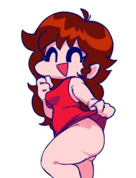 1girl ass ass_focus auburn_hair female_focus friday_night_funkin&#039; girlfriend_(friday_night_funkin&#039;) hexanne highres huge_ass lifting_dress no_panties solo stretch_marks tagme