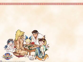 Rule 34 | 1990s (style), 2boys, 3girls, :d, :p, ;q, ahoge, aine, ass, atlus, back, bare legs, bare shoulders, barefoot, bengus, blonde hair, blue eyes, blue hair, blush, board game, book, bow, breasts, brown eyes, brown hair, capcom, capcom &amp; psikyo all stars, china dress, chinese clothes, chopsticks, chun-li, cleavage, closed eyes, collar, concentrating, crop top, crossover, detached sleeves, dishes, double bun, dress, eating, everyone, eyebrows, eyepatch, feet, fingerless gloves, food, from behind, frown, fundoshi, gloves, goggles, goggles on head, gunbird, hair bow, hair bun, hair ornament, hair ribbon, happy, head rest, headband, huge breasts, japanese clothes, jewelry, kimono, large breasts, long hair, looking back, lying, magatama, mahjong, marion, miko, multiple boys, multiple girls, muscular, necklace, no bra, official art, official wallpaper, on side, one eye closed, open book, open clothes, open mouth, open shirt, pillow, plate, playing, playing games, pom pom (cheerleading), pomupomu, ponytail, psikyo, rabbit, reading, retro artstyle, ribbon, ryu (street fighter), seiza, sengoku ace, sengoku ace episode ii, sengoku blade, sengoku cannon, shirt, short hair, sideburns, sitting, skirt, sleeveless, sleeveless shirt, smile, soles, street fighter, street fighter i, street fighter ii (series), street fighter zero (series), street fighter zero i, striped, table, taisen net gimmick, tea, teapot, tengai, tiger, togashi koyori, tongue, tongue out, topless male, torn clothes, twintails, wink, witch