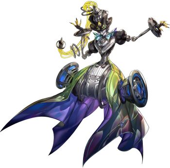 1girl artist_request black_hair blue_eyes calliope_(persona) eyes_visible_through_headwear full_body highres humanoid_robot monster_girl official_art persona persona_(summon) persona_5 persona_5:_the_phantom_x robot solo tachi-e third-party_source transparent_background