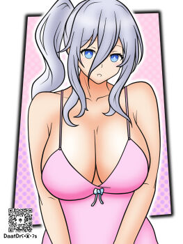 1girl blue_eyes breasts daatdraws date_a_live large_breasts long_hair murasame_reine purple_hair