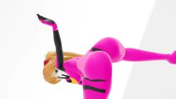 1girl 3d adapted_costume alcione_makoto alternate_breast_size alternate_costume animated arms_up ass ass_focus ass_shake audible_music blue_eyes bouncing_breasts breasts brown_hair cowboy_shot dancing large_breasts long_hair looking_at_viewer looking_back mecha_pilot_suit mikumikudance_(medium) neon_genesis_evangelion open_mouth plugsuit_(evangelion) short_hair smile solo sound souryuu_asuka_langley spanked spanking spanking_self squatting standing thong v video white_background wide_hips