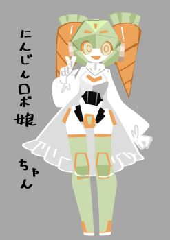 1girl colored_sclera drill_hair green_eyes highres humanoid_robot joints mechanical_hair metal_hair nai_quan48363 orange_sclera original robot robot_girl robot_joints science_fiction twin_drills v
