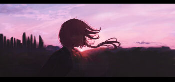 Rule 34 | 1girl, absurdres, braid, chinese commentary, closed eyes, cloud, cloudy sky, commentary, commentary request, english commentary, highres, jacket, kaf (kamitsubaki studio), kamitsubaki studio, leaning forward, letterboxed, long hair, low twin braids, mixed-language commentary, neck ribbon, open mouth, outdoors, pink hair, pink skirt, purple jacket, red ribbon, ribbon, shirt, skirt, sky, smile, solo, sunset, tears, teeth, twilight, twin braids, twintails, upper teeth only, virtual youtuber, white shirt, yakou77777