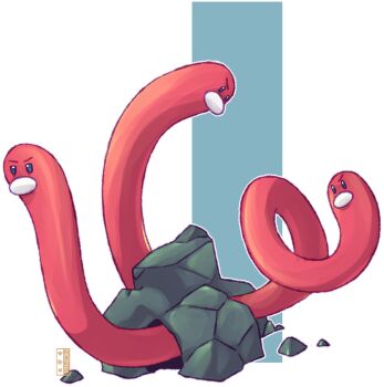 commentary dualcosmog english_commentary highres nintendo no_humans outline pokemon pokemon_(creature) pokemon_focus rock transparent_background v-shaped_eyebrows white_outline wugtrio