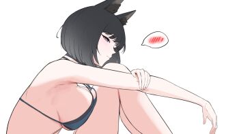 1girl animal_ears black_hair blue_archive breasts cat_ears cat_girl grey_eyes highres kikyou_(blue_archive) large_breasts mola_(mola526) short_hair simple_background solo white_background