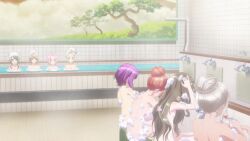 3d 6+girls animated anime_screenshot arms_behind_head back bathing blonde_hair blue_eyes blush braid breasts brown_eyes brown_hair close-up convenient_censoring d4dj dark-skinned_female dark_skin flat_chest floating_breasts green_eyes green_hair hair_bun hair_up hidaka_saori indoors inuyose_shinobu large_breasts long_hair looking_at_viewer matching_hair/eyes matsuyama_dalia medium_breasts mizushima_marika multiple_girls nude partially_submerged pink_hair purple_eyes purple_hair recording sasago_jennifer_yuka sauna seto_rika shimizu_esora short_hair sitting smile soap_bubbles soap_censor sound steam subtitled sweat talking towel towel_on_head video washing washing_hair water white_hair yamate_kyouko