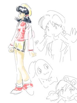 1girl 2boys backwards_hat baseball_cap bike_shorts blue_eyes blue_hair chikorita earrings ethan_(pokemon) fufu8484 gen_2_pokemon hat highres jacket jewelry kris_(pokemon) long_hair long_sleeves multiple_boys multiple_views necklace nintendo open_mouth pokemon pokemon_(creature) pokemon_adventures red_shirt shirt shorts simple_background sketch_inset smile standing star_(symbol) star_earrings star_necklace twintails white_background yellow_hat yellow_shorts