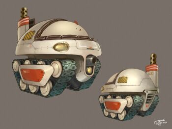 animal bird brown_background caterpillar_tracks dated gaimoon highres machine no_humans original signature simple_background vehicle_focus