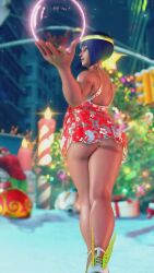 3d animated ass ass_shake breasts dancing dark-skinned_female dark_skin dress gluteal_fold highres large_breasts menat orb panties ryona street_fighter street_fighter_v tagme underwear video white_panties wide_hips