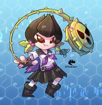 ancelwolf bancholilimon banchou delinquent digimon digimon_(creature) flower monster_girl original petals plant_girl sukeban