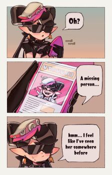 +_+ 1girl a_very_happy_potato black_jumpsuit blush callie_(octo_idol_outfit)_(splatoon) callie_(splatoon) callie_(squid_sisters_outfit)_(splatoon) clueless commentary double_v earrings english_commentary english_text food food_on_head highres holding holding_phone hypnosis idol inkling jewelry jumpsuit mask mind_control mole mole_under_eye nintendo object_on_head phone short_jumpsuit solo splatoon_(series) sunglasses sushi tech_control tentacle_hair tentacles tinted_eyewear v visor