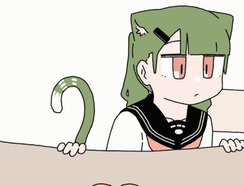 animal_ears animated animated_gif cat_ears cat_girl cat_tail expressionless green_hair original rag-chan red_eyes rid0922 school_uniform serafuku simple_background tail