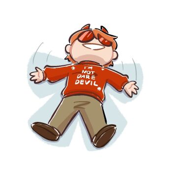 1boy artist_request chibi daredevil horns jenospoon male_focus marvel marvel_rivals matt_murdock red_hair short_hair smile snow solo sweater