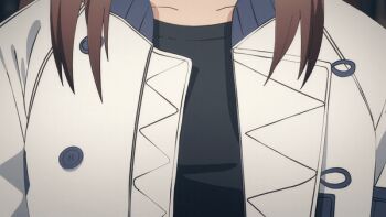 1boy 1girl animated animated_gif bouncing bouncing_breasts breasts grabbing_another's_breast groping hetero jacket juichi_(tengoku_daimakyou) kiruko_(tengoku_daimakyou) large_breasts medium_breasts older_male_and_younger_female open_clothes open_jacket tengoku_daimakyou