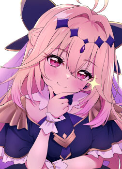 1girl amenu_415 antenna_hair black_bow black_capelet black_dress blonde_hair bow brooch capelet commentary_request cure_arcana_shadow diamond_hairband dress frilled_capelet frills hair_intakes heart heart_brooch highres jewelry long_hair looking_at_viewer magical_girl meitantei_precure! precure purple_eyes purple_veil purple_wrist_cuffs solo sparkle upper_body veil white_wrist_cuffs wrist_cuffs