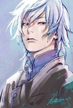 Rule 34 | 1boy, boruto: two blue vortex, frown, hair between eyes, highres, looking at viewer, male focus, medium hair, mitsuki (naruto), naruto (series), o hqfu, parted lips, portrait, profile, signature, solo, white hair, yellow eyes