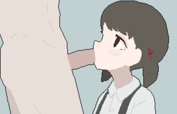 1boy 1girl age_difference animated black_hair blush fellatio hetero loli oral original penis pixel_art shirt solo_focus tagme twintails ugoira video watiyuuu white_shirt
