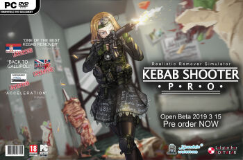 1girl aiming ar-15 barcode bench black_pantyhose black_shirt black_skirt blonde_hair blood bloodshot_eyes blue_eyes blurry blurry_background blurry_foreground brenton_tarrant cable camera camouflage car chinese_commentary clothes_writing commentary content_rating cover cross dated depth_of_field doner_kebab doner_sandwich door dutch_angle dvd_cover english_text fake_cover feet_out_of_frame female_focus finger_on_trigger fingerless_gloves firing flag flak_jacket food gloves green_gloves gun half-closed_eyes headband highres holding holding_gun holding_weapon indoors jacket knee_pads logo lolipantherwww long_sleeves magazine_(weapon) meat meme miniskirt motor_vehicle muzzle_flash nazi one_eye_closed pantyhose paper parody petticoat pouch radovan_karadzic real_life release_date remove_kebab_(meme) rifle scope serbian_flag shell_casing shirt shish_kebab skirt smoke solo solo_focus standing terrorism terrorist thigh_pouch thigh_strap toyota toyota_sprinter_trueno union_jack vertical_rotisserie video_camera video_game_cover weapon
