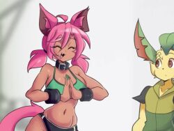 1boy 1girl :3 ? animal_ears animated ass audible_speech breast_sucking breasts cat_ears cat_girl cat_tail colored_skin curvy dark-skinned_female dark_skin embarrassed english_text erection fangs female_orgasm fingernails furry furry_female gen_4_pokemon green_eyes gym_uniform hetero huge_ass index_finger_raised large_breasts leafeon long_hair looking_at_penis low_twintails lucyfer navel nikki_(kevin_ku) nintendo nipples open_mouth orgasm original penis personification pokemon pokemon_(creature) serious sex shiny_skin short_hair short_shorts shorts simple_background slideshow_animation sound spanish_audio standing surprised sweat tagme tail twintails vaginal video white_skin wide_hips