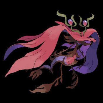 Rule 34 | colored sclera, colored skin, dragalge, gen 6 pokemon, horns, leafy seadragon, mega dragalge, mega pokemon, nintendo, non-web source, official art, orb, pokemon, pokemon (creature), purple skin, red sclera, red veil, slit pupils, v-shaped eyes, veil
